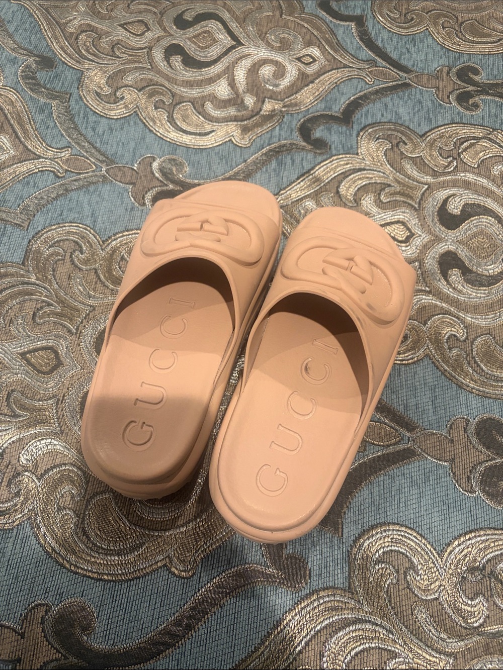 Gucci Nude Rubber Slide Mules